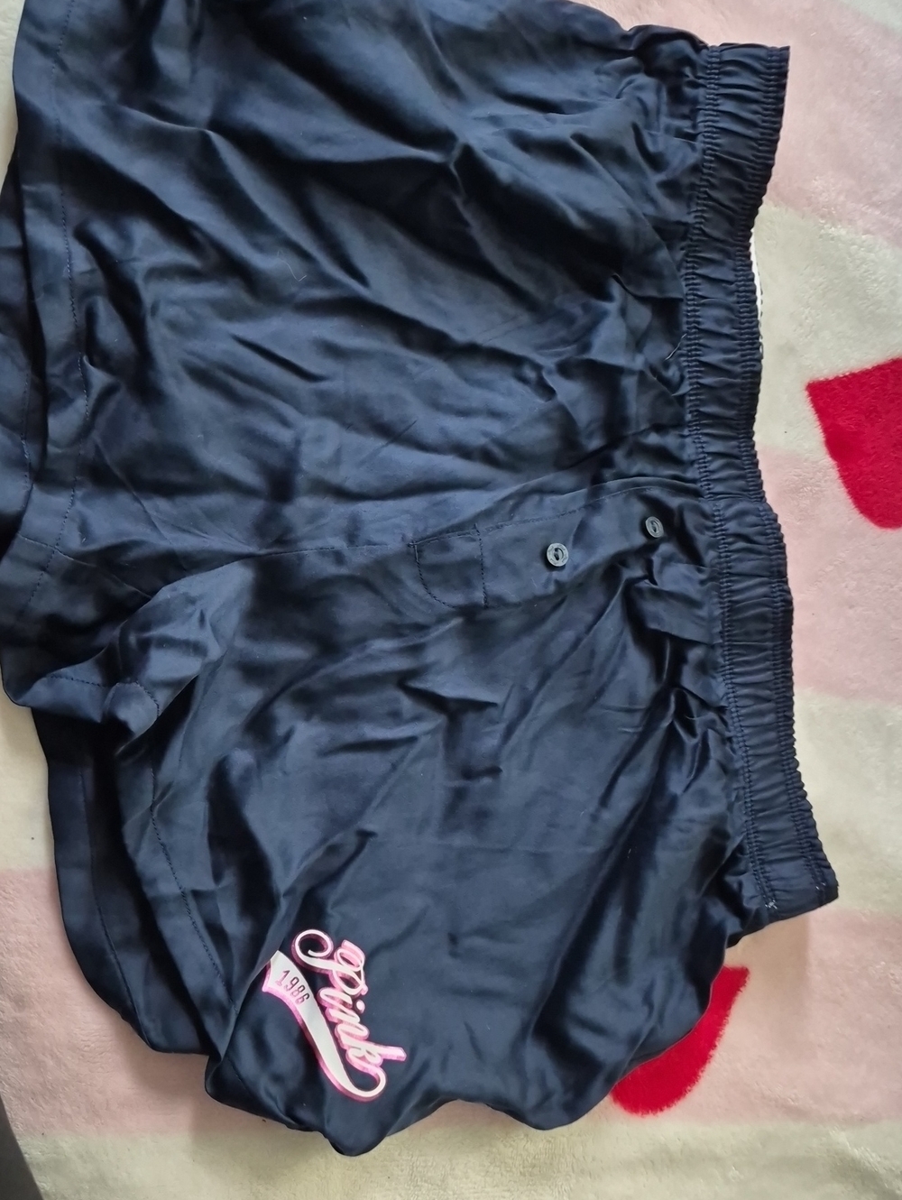 PINK Victoria's Secret Navy Satin Boxer-Style Sleep Shorts